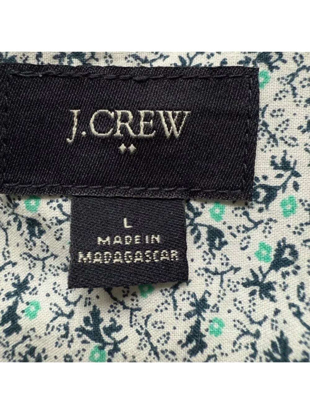J. Crew Size L Floral Long Sleeve Button Down Classic Shirt Blue Preppy